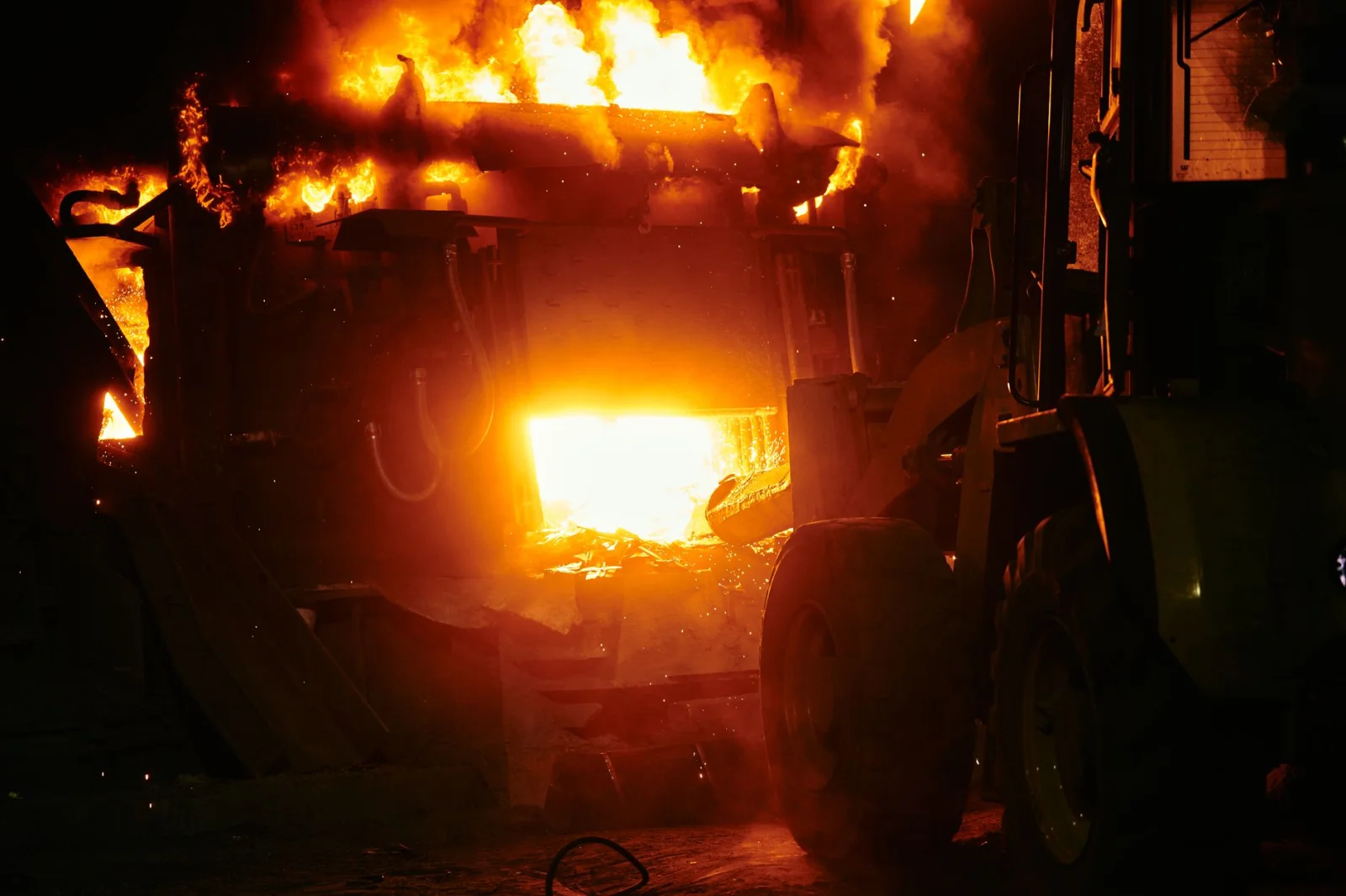 Massive Fire in Farm: Harvesting Machine and Land in Flames